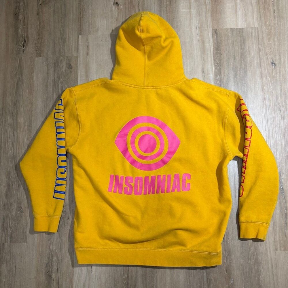 Insomniac Eye Hoodie Sz XL Yellow Pink Ravewear Festival Kidcore EDM EDC DJ Rave